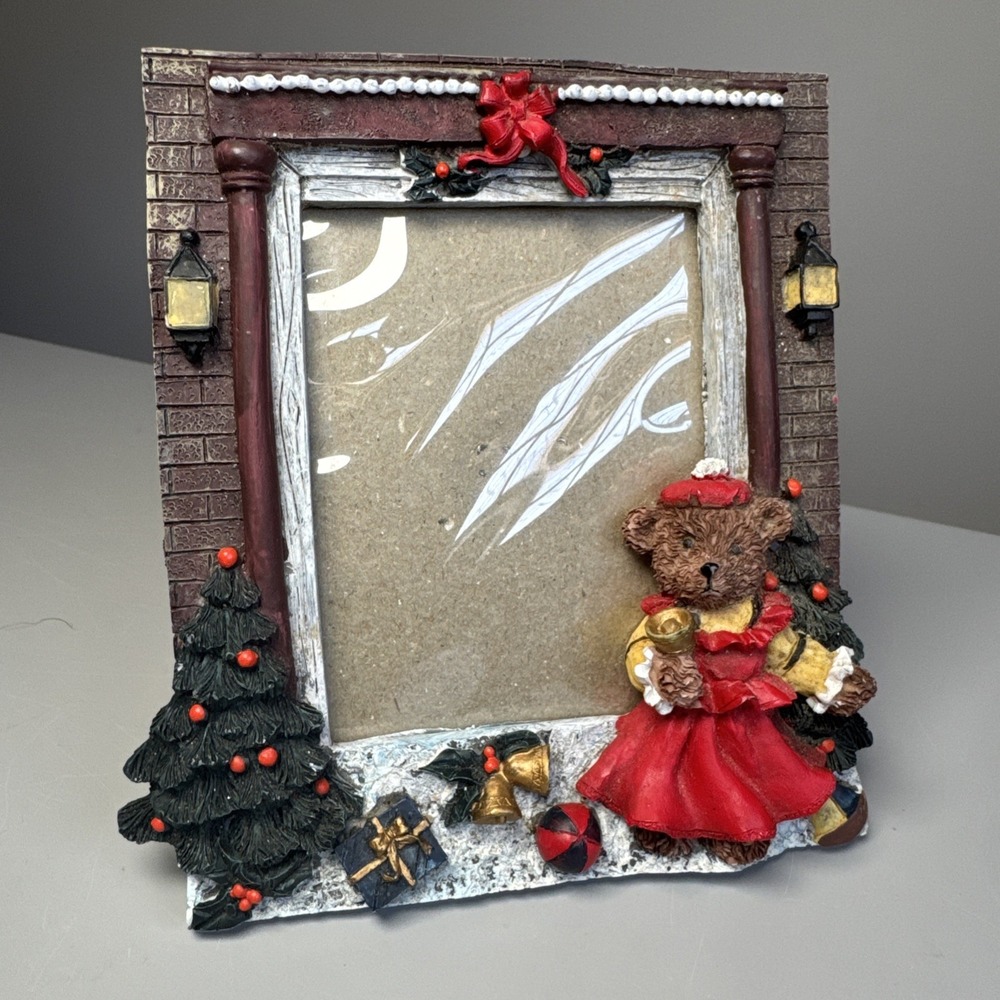 Vtg Christmas Resin 3D Picture Frame Mama Bear Gift Photo 3.5x5 Plastic Cover